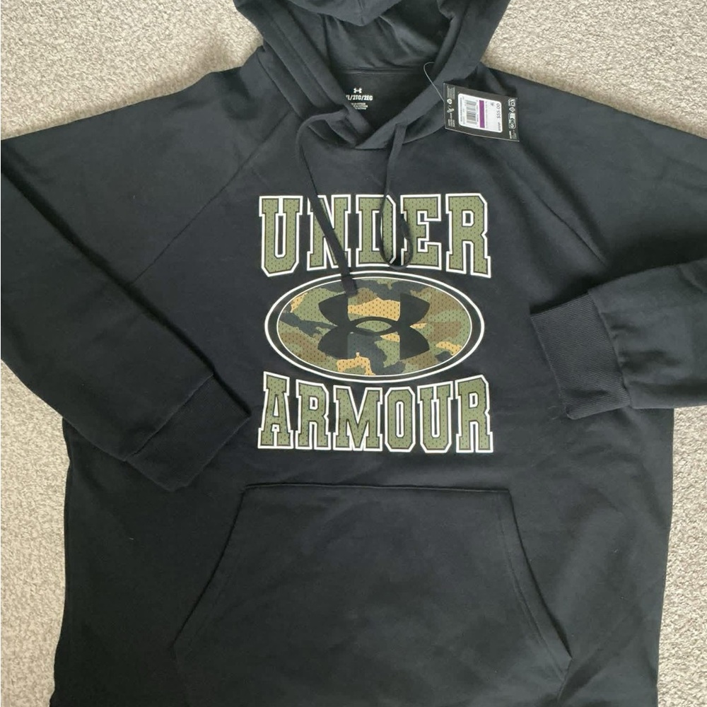 Under Armour Black Hoodie with Olive Accents Camo mens XXL